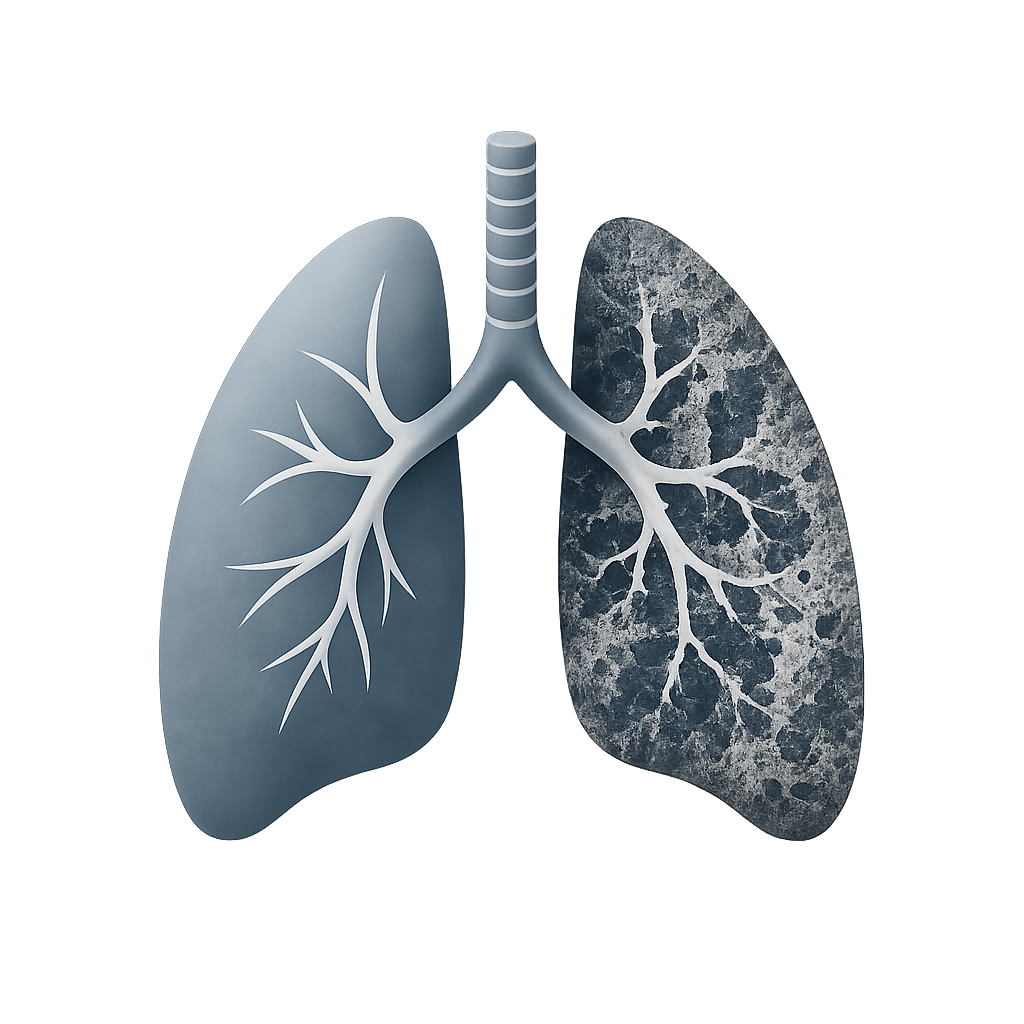 Asbestosis lung illustration